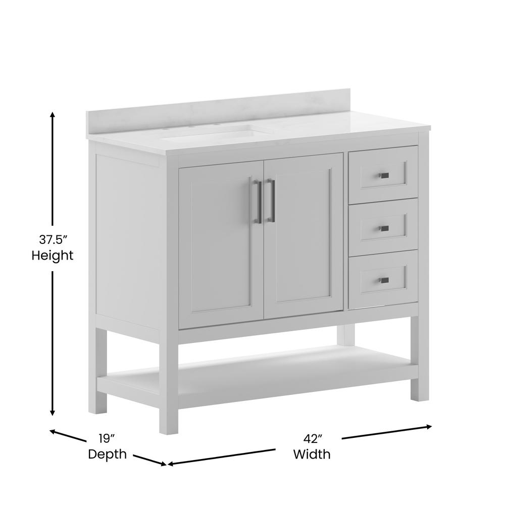 42 Inch Contemporary Bathroom Vanity with Storage Drawers and Sink Combo. Picture 6