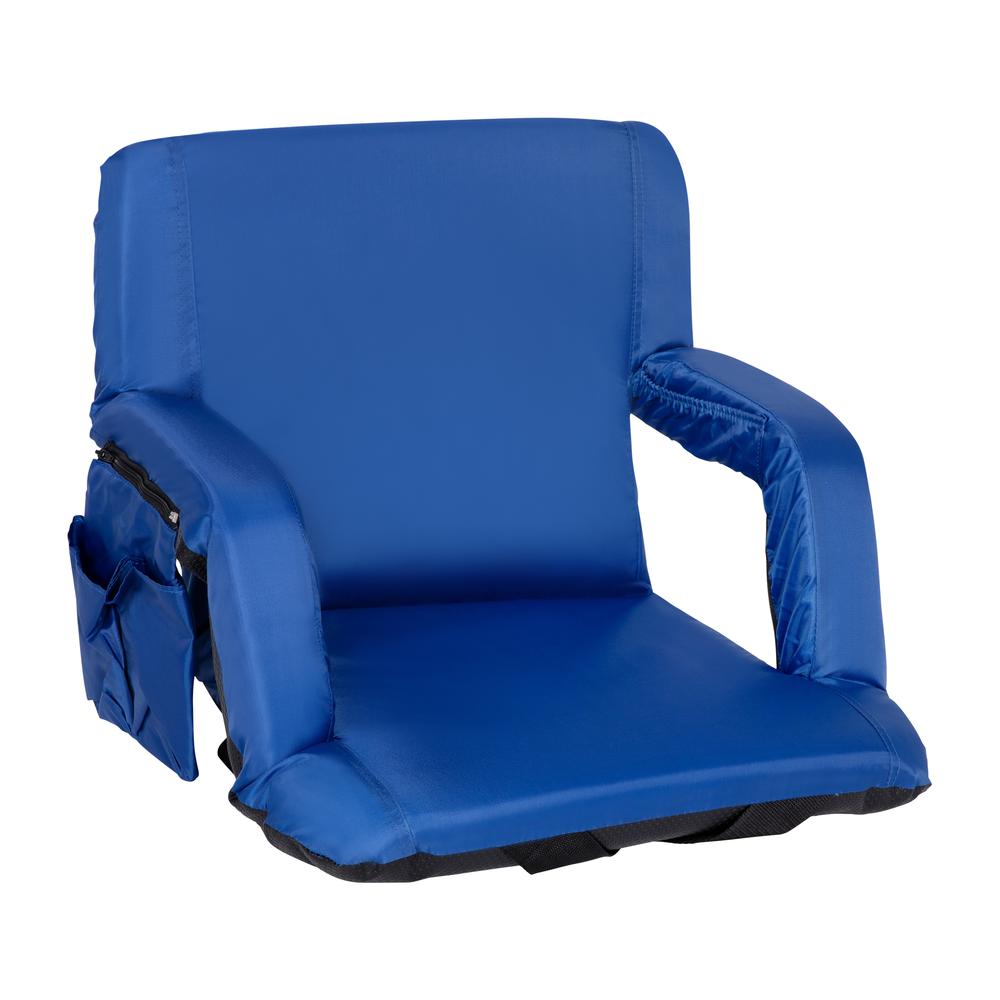 Blue Portable Lightweight Stadium Chair with Armrests, Padded Back. Picture 2