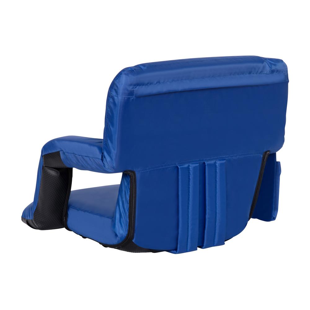 Blue Portable Lightweight Stadium Chair with Armrests, Padded Back. Picture 9