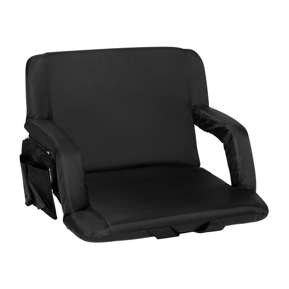 Extra Wide Black Lightweight Stadium Chair with Armrests, Padded Back. Picture 2