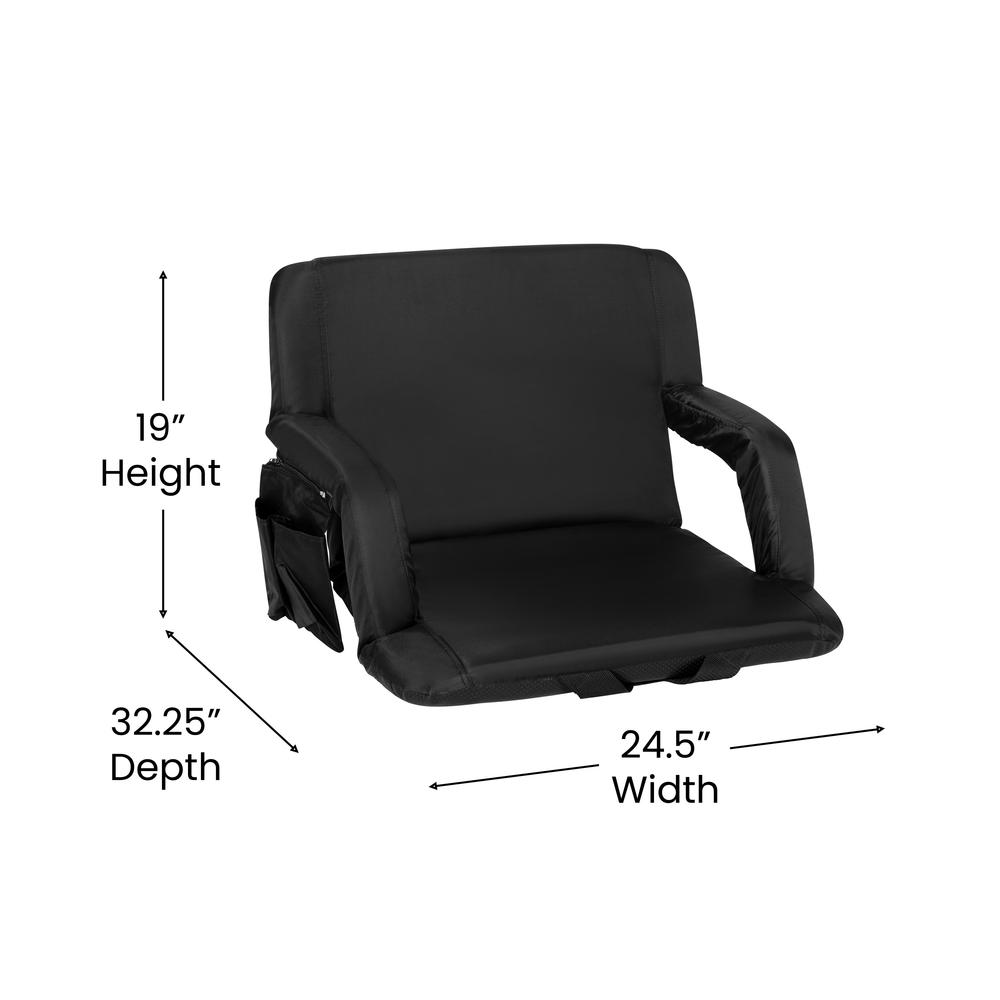 Extra Wide Black Lightweight Stadium Chair with Armrests, Padded Back. Picture 5
