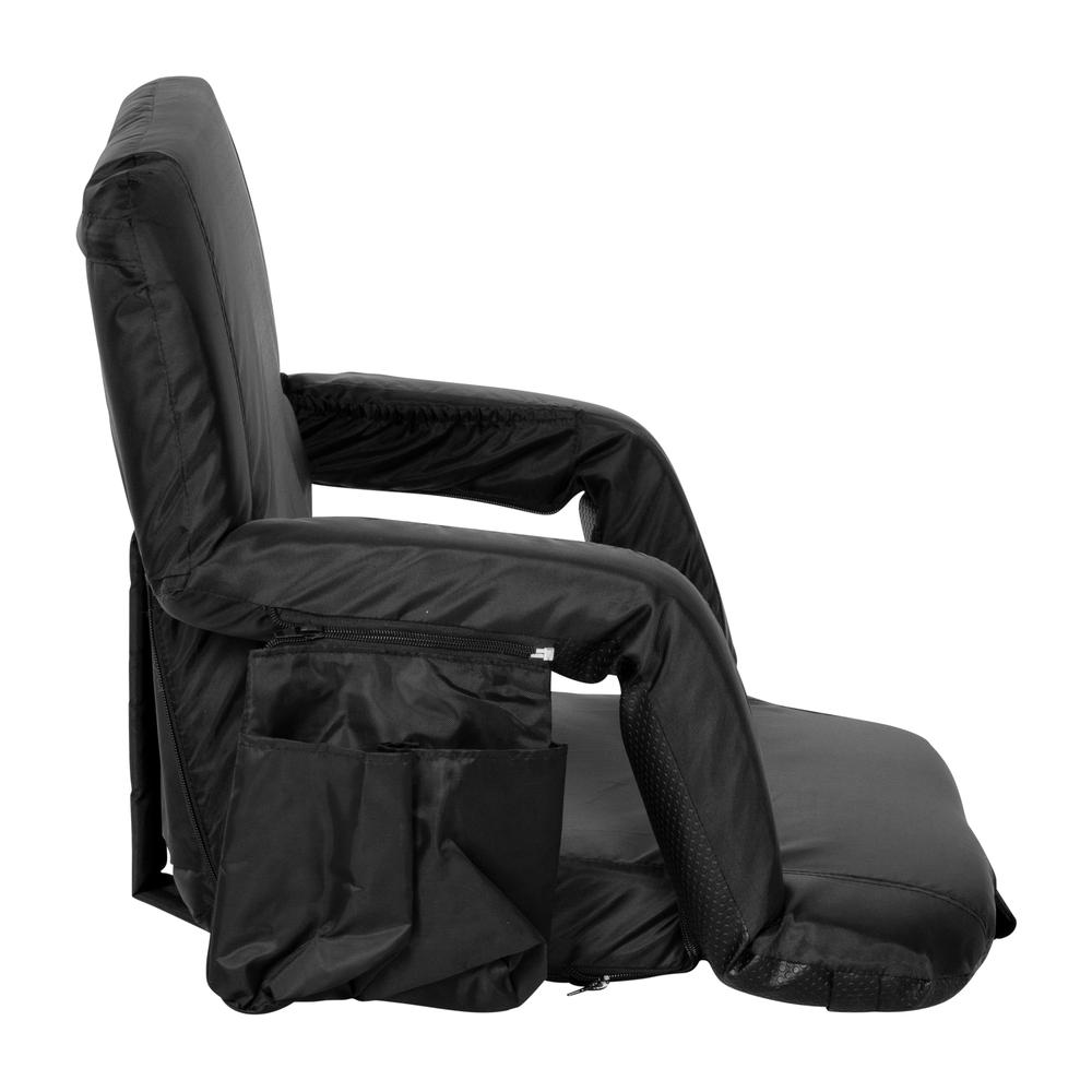 Extra Wide Black Lightweight Stadium Chair with Armrests, Padded Back. Picture 11