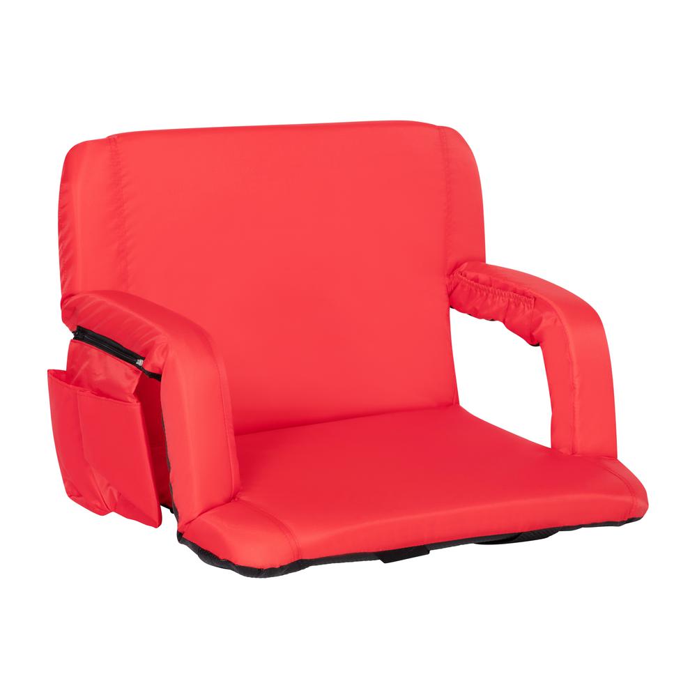 Extra Wide Red Lightweight Stadium Chair with Armrests, Padded Back. Picture 2