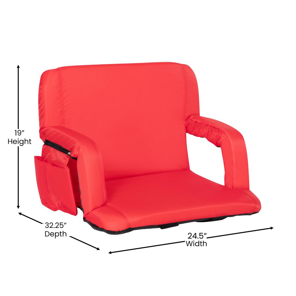 Extra Wide Red Lightweight Stadium Chair with Armrests, Padded Back. Picture 5