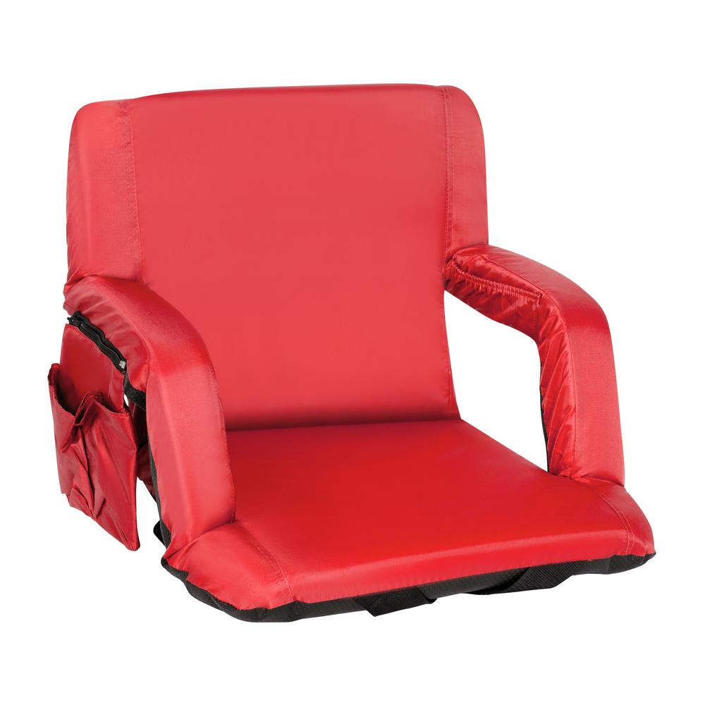 Red Portable Lightweight Stadium Chair with Armrests, Padded Back. Picture 2