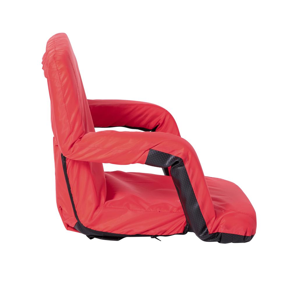 Red Portable Lightweight Stadium Chair with Armrests, Padded Back. Picture 11