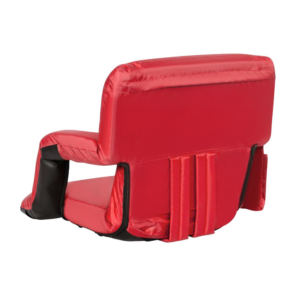 Red Portable Lightweight Stadium Chair with Armrests, Padded Back. Picture 9