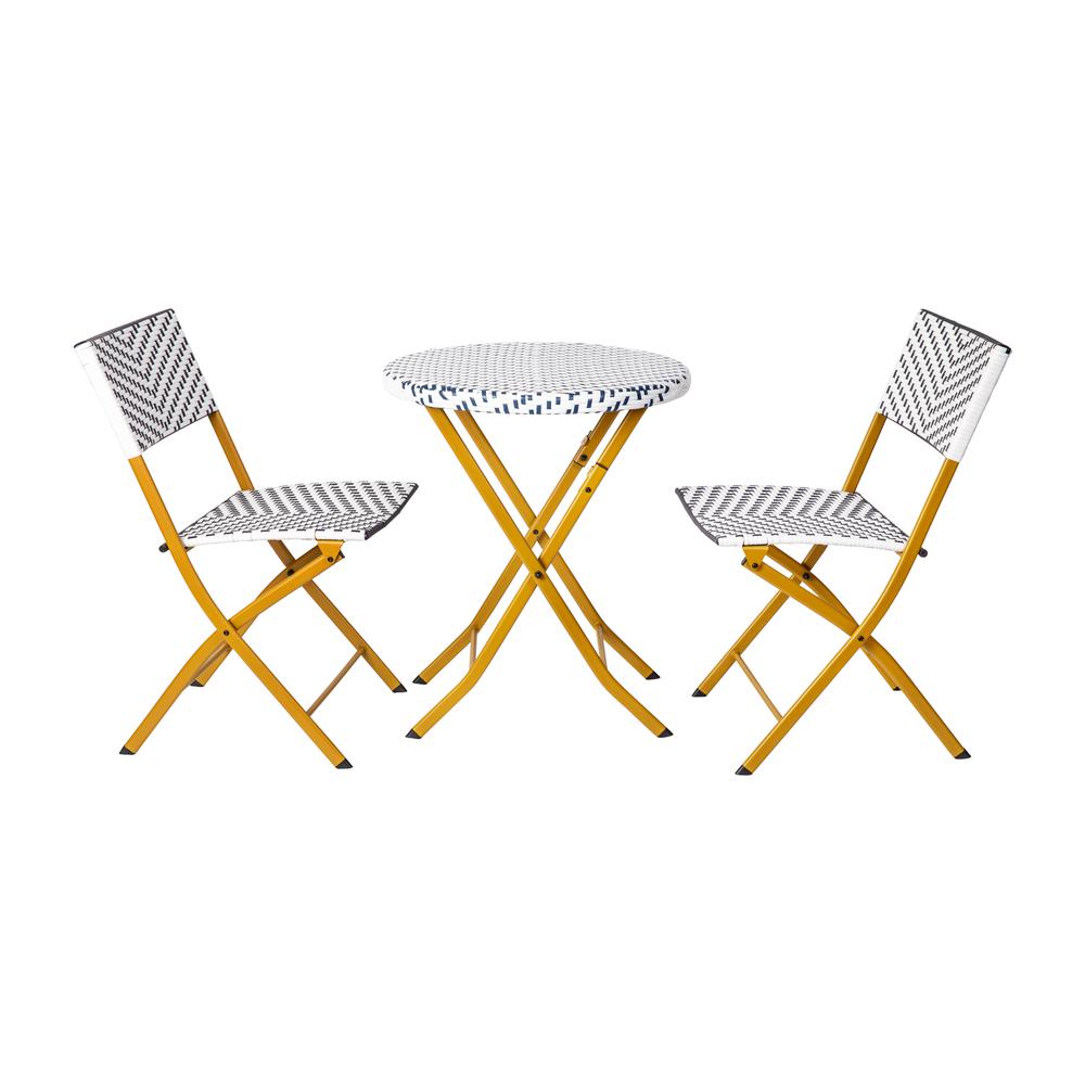 Modern 3 Piece Folding French Bistro Table and Chairs Set. Picture 2