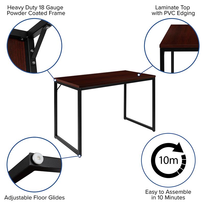 Office Computer Desk and Home Office Desk - 47" Long (Mahogany/Black). Picture 4
