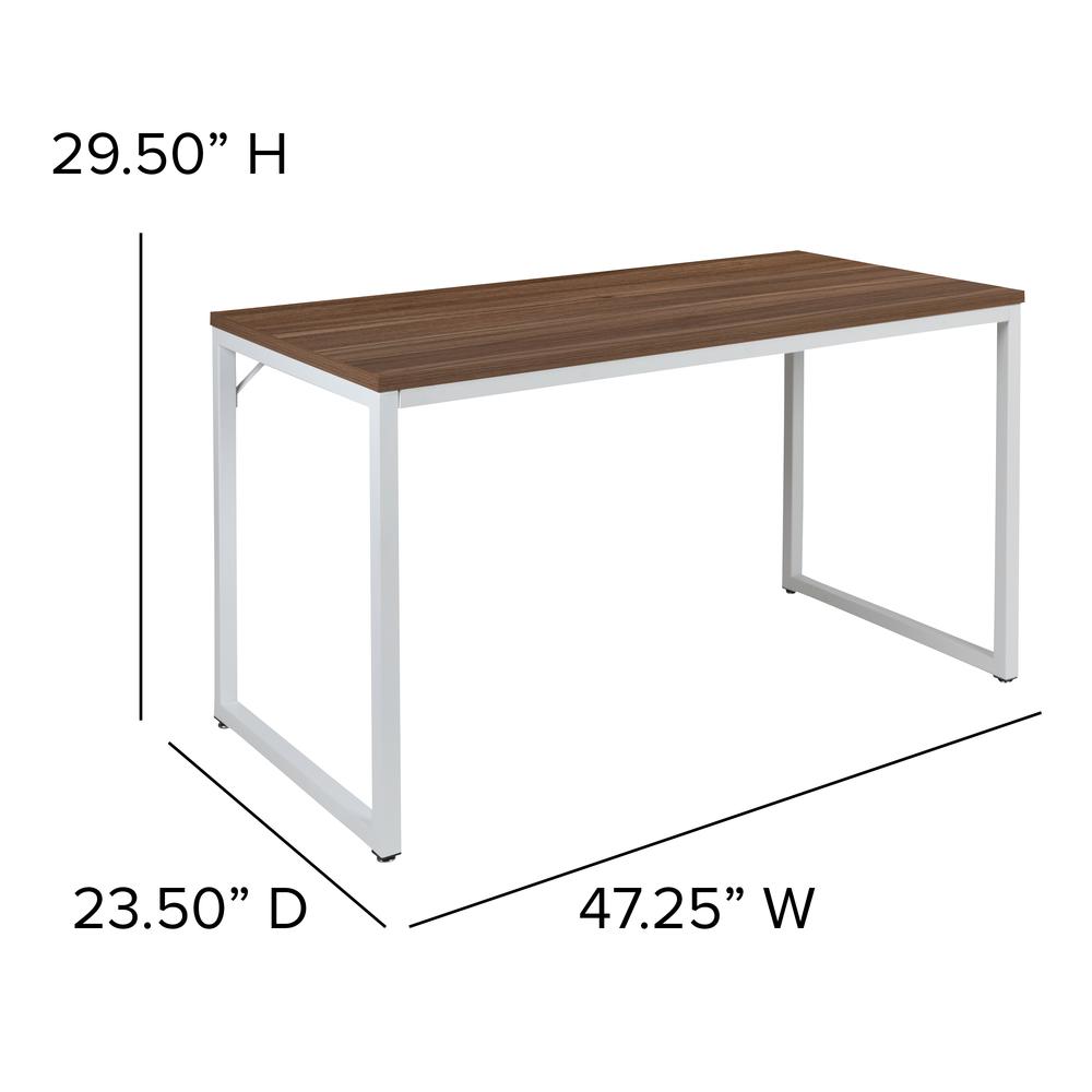 Tiverton Industrial Modern Desk - Commercial Grade Office Computer Desk and Home Office Desk - 47" Long (Walnut/White). Picture 5