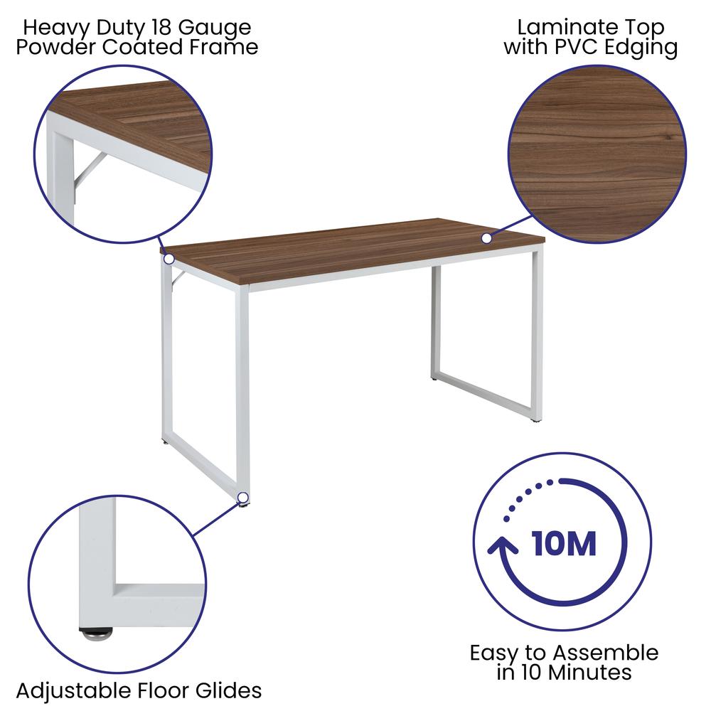 Tiverton Industrial Modern Desk - Commercial Grade Office Computer Desk and Home Office Desk - 47" Long (Walnut/White). Picture 4