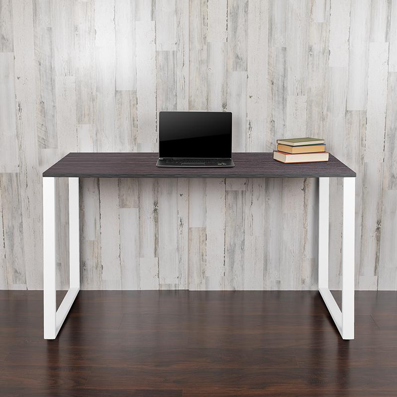 Desk Industrial Style Computer Desk Sturdy Home Office Desk - 55"L - Rustic Gray. Picture 2