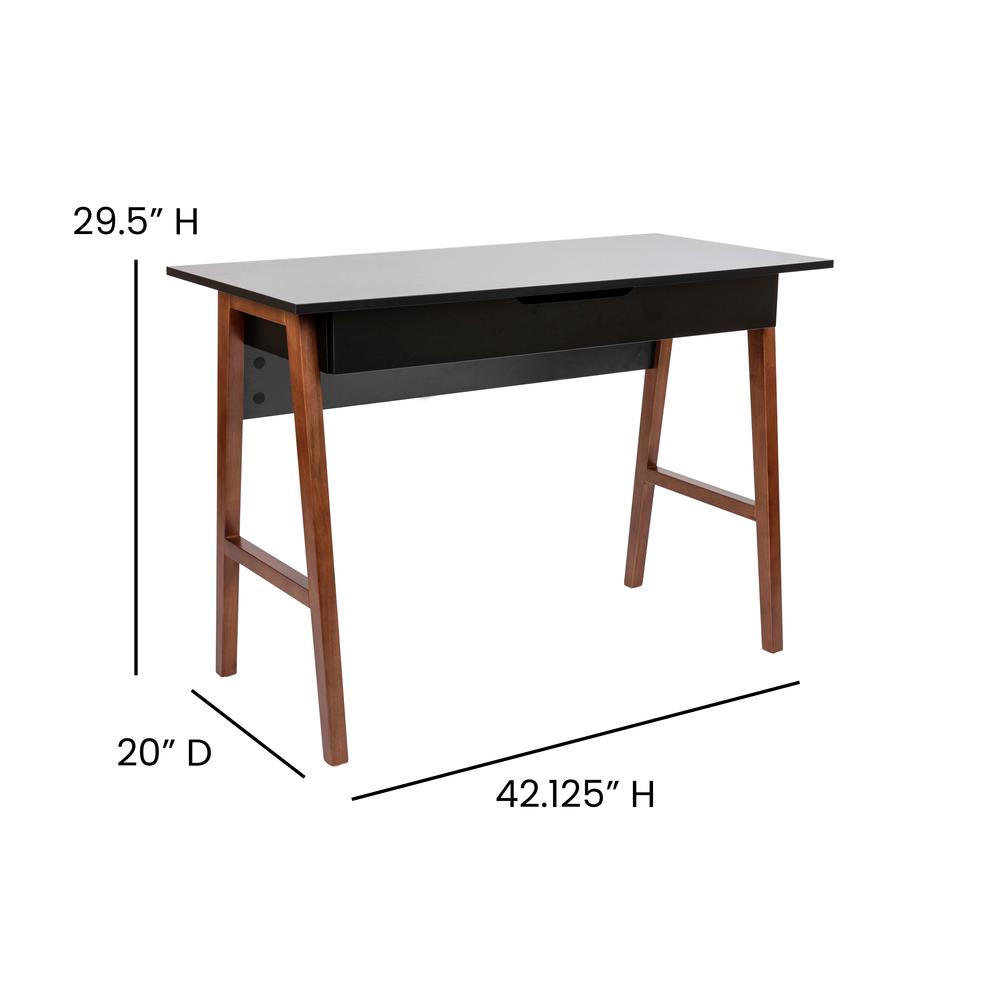 Table Desk for Writing and Work, Black/Walnut. Picture 5