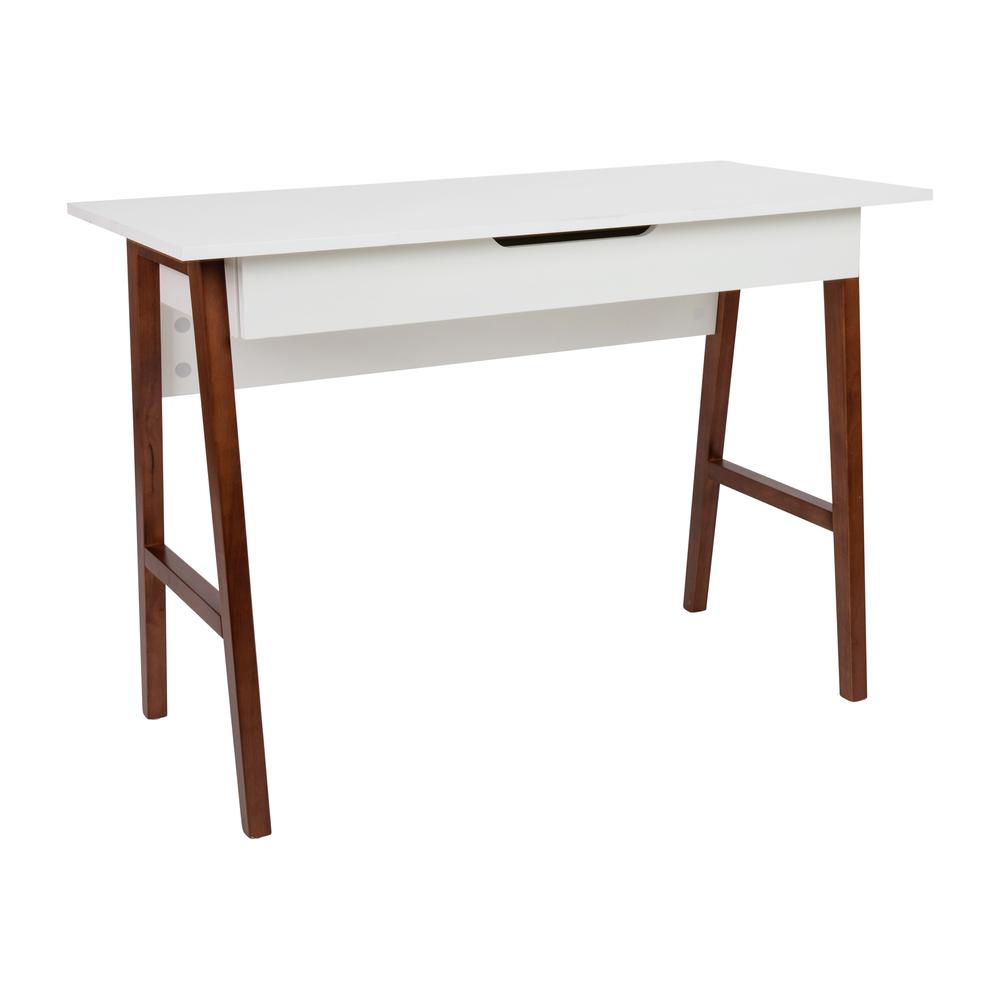 Table Desk for Writing and Work, White/Walnut. Picture 2