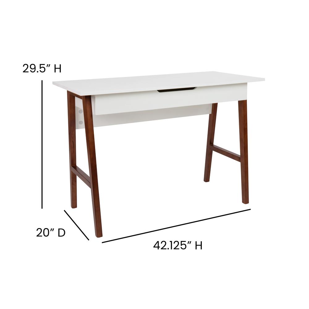 Table Desk for Writing and Work, White/Walnut. Picture 5