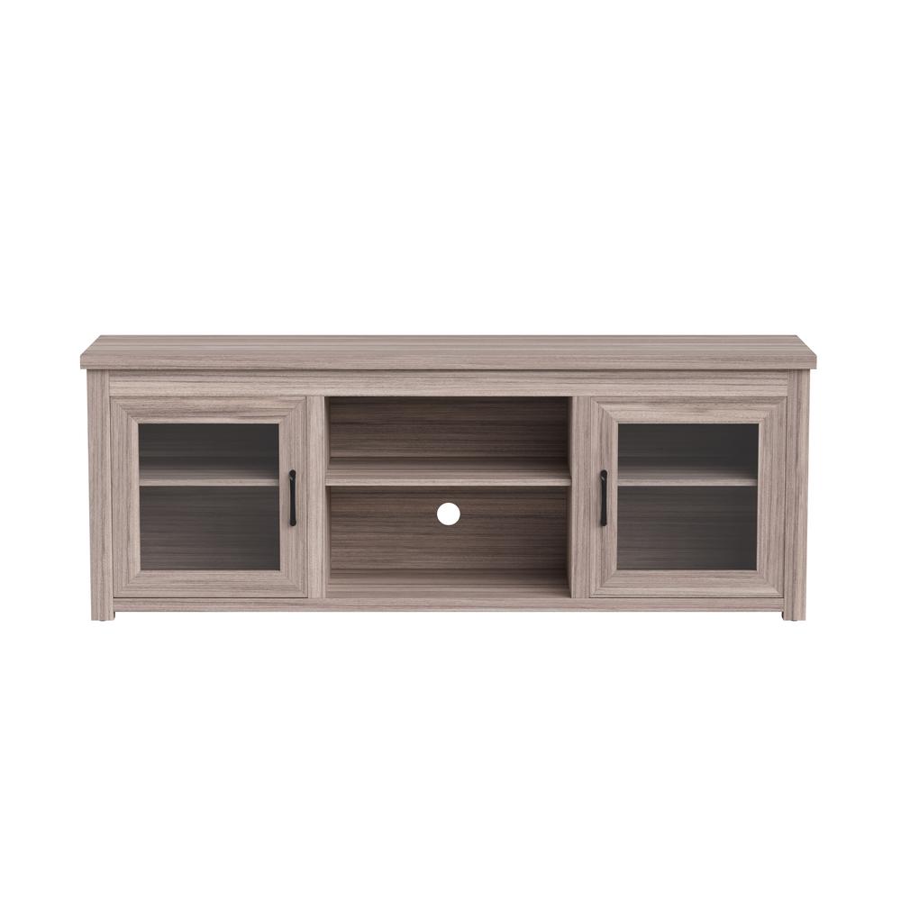 Classic TV Stand up to 80" TVs - Gray Wash Oak Finish with Full Glass Doors. Picture 8