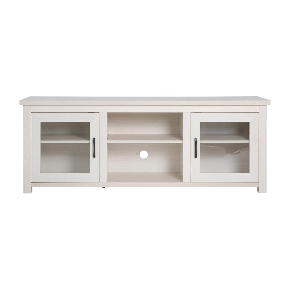 Classic TV Stand up to 80" TVs - White Wash Finish with Full Glass Doors. Picture 9
