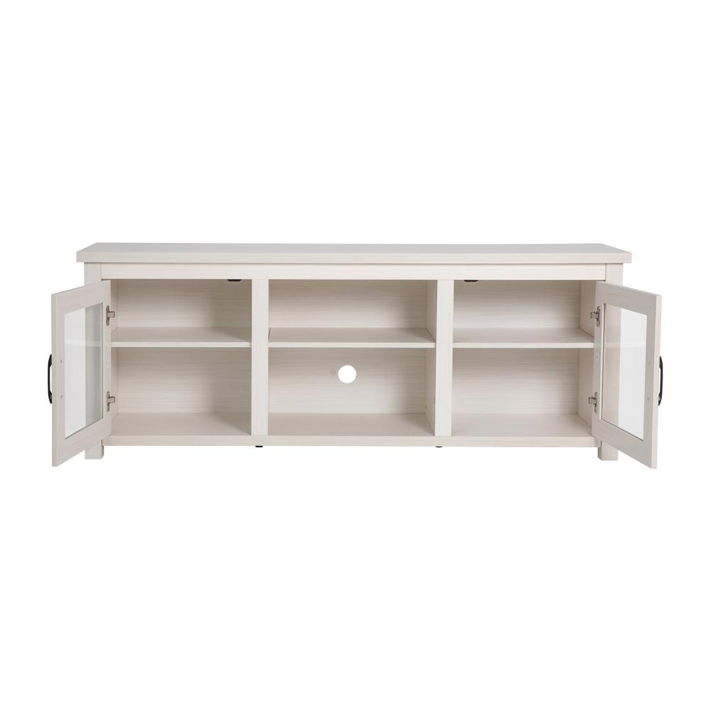 Classic TV Stand up to 80" TVs - White Wash Finish with Full Glass Doors. Picture 7
