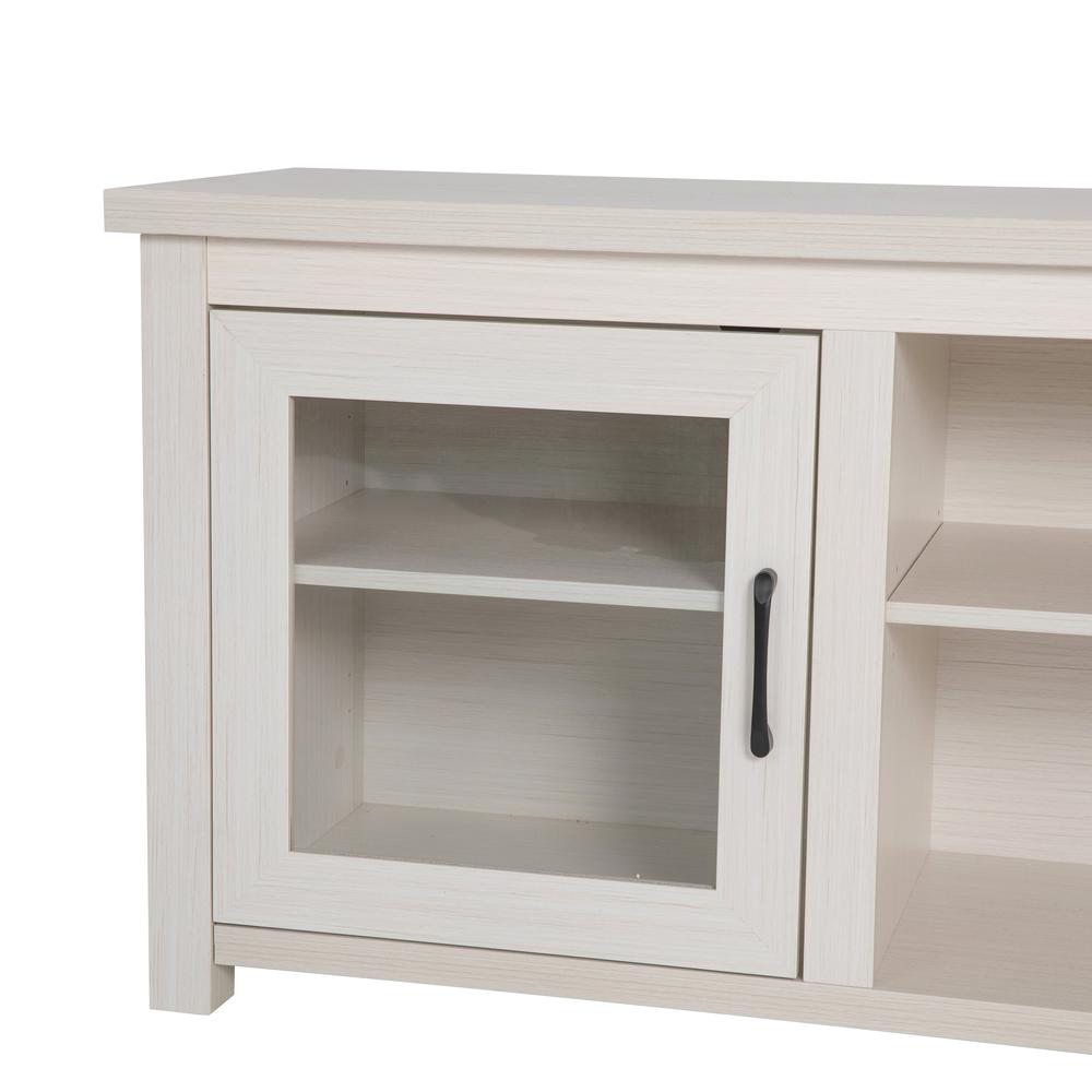 Classic TV Stand up to 80" TVs - White Wash Finish with Full Glass Doors. Picture 10