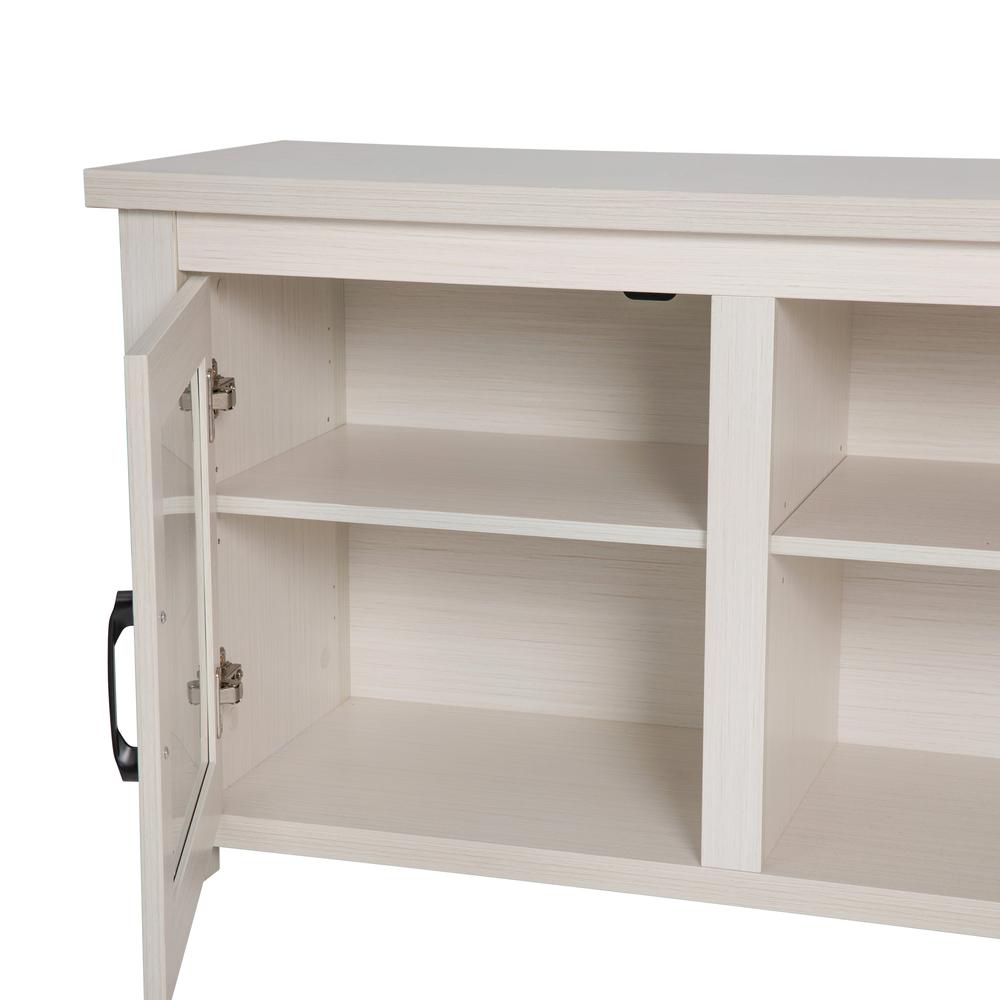 Classic TV Stand up to 80" TVs - White Wash Finish with Full Glass Doors. Picture 11