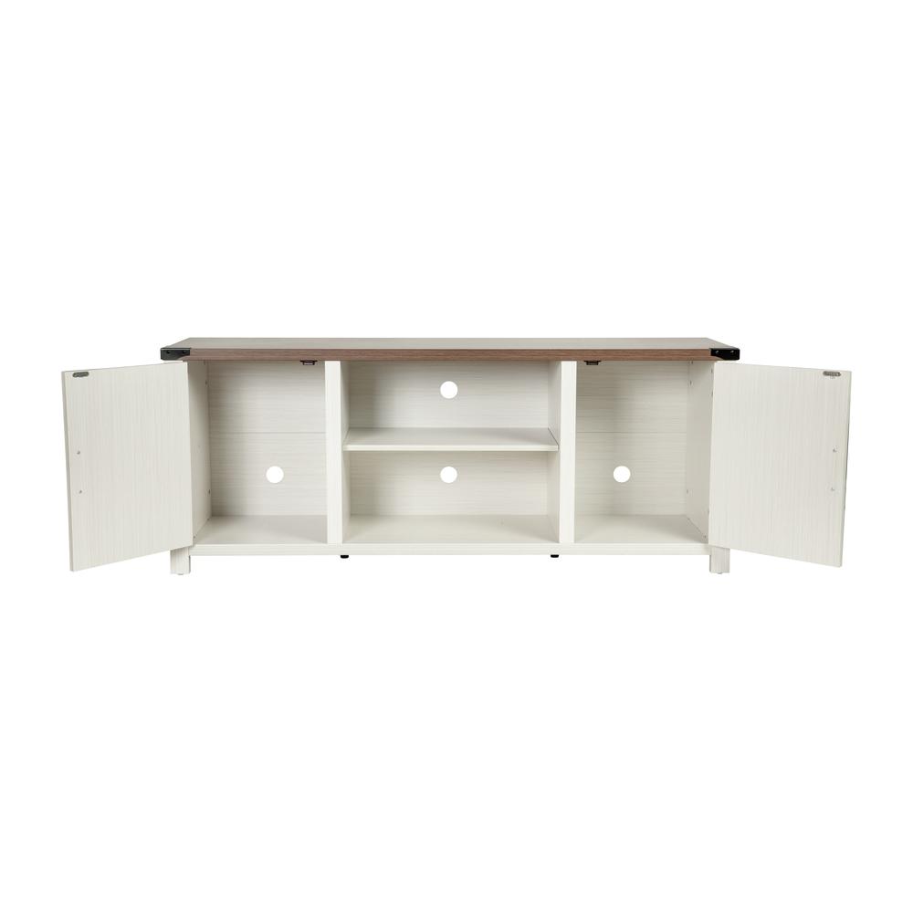 Farmhouse Barn Door TV Stand in White for TV's up to 65 ines - 59. Picture 7