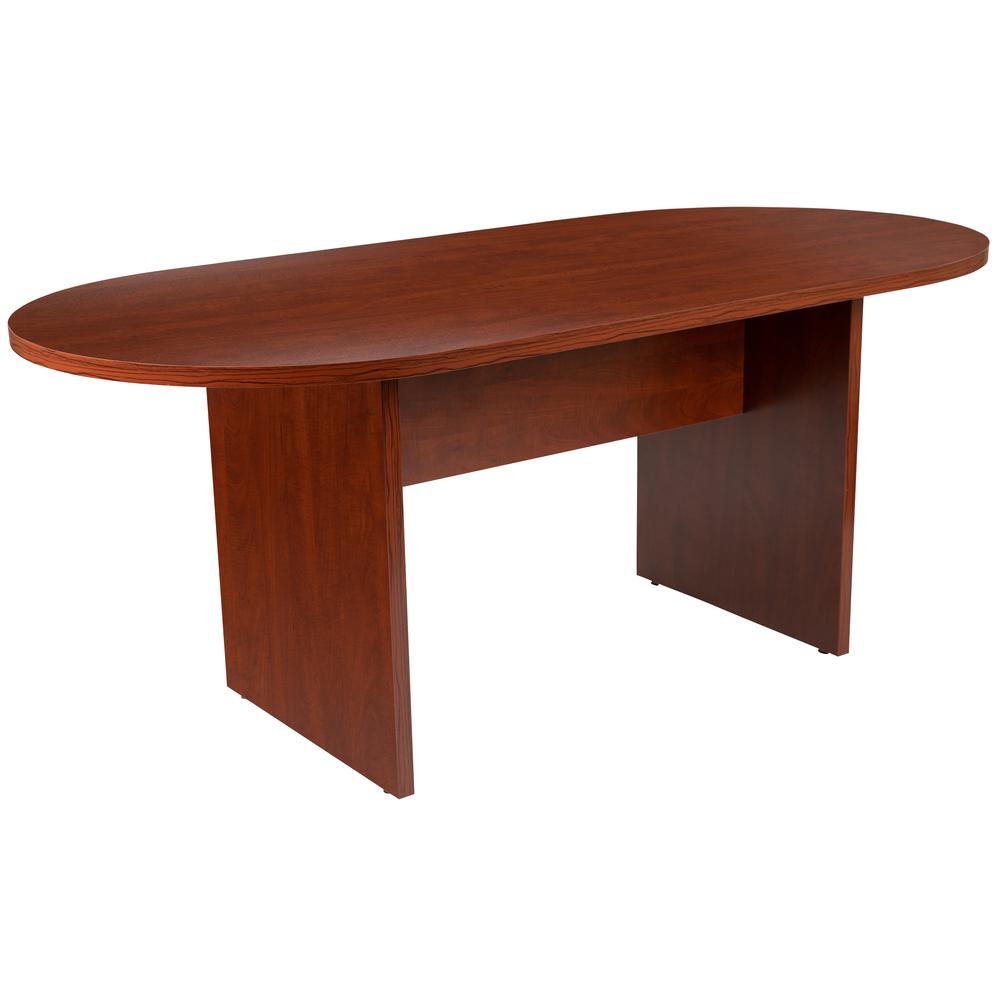6 Foot (72 inch) Oval Conference Table in Cherry. Picture 1