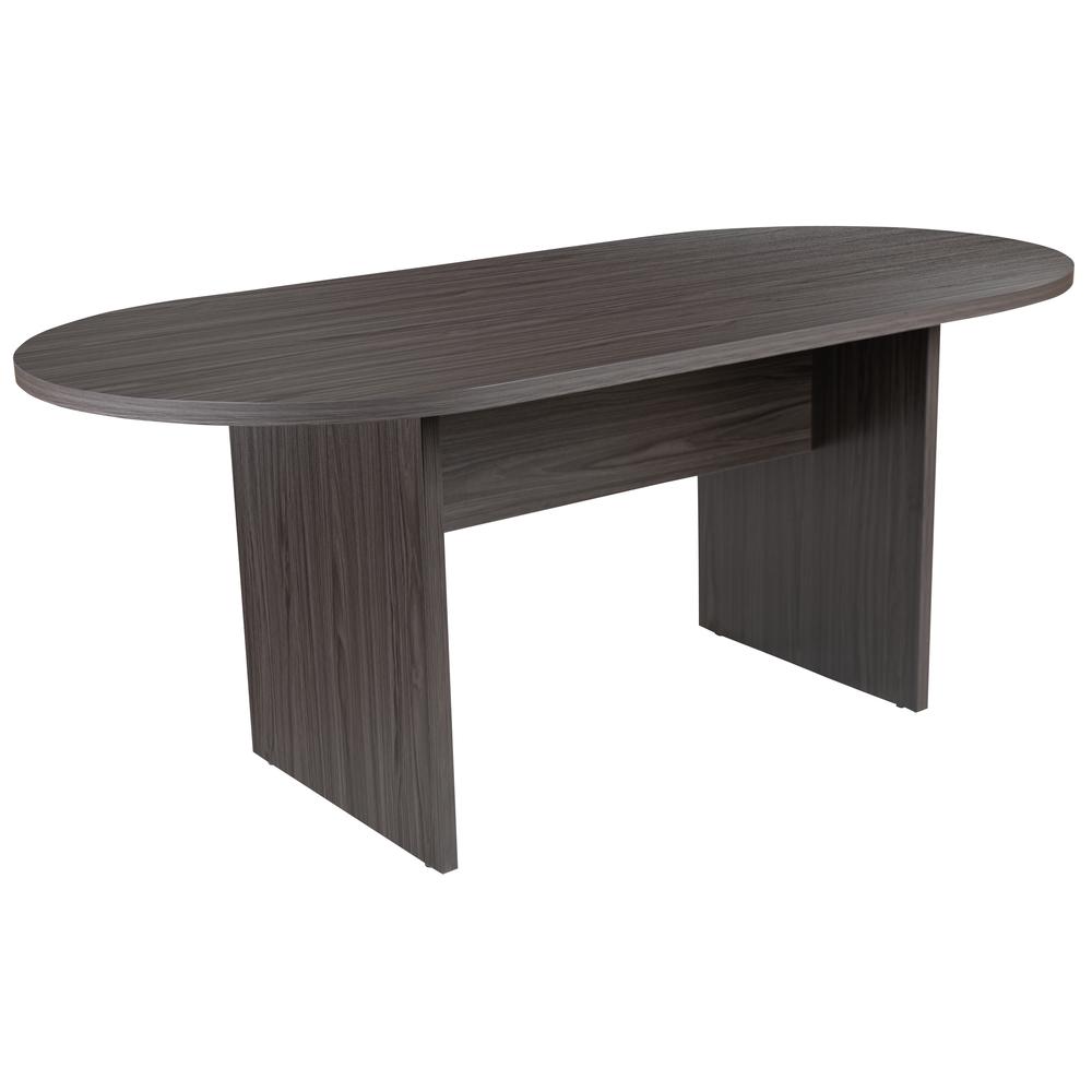6 Foot (72 inch) Oval Conference Table in Rustic Gray. Picture 1