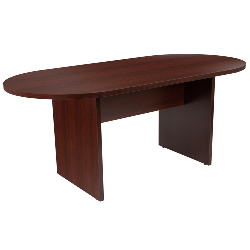 6 Foot (72 inch) Oval Conference Table in Mahogany. Picture 1