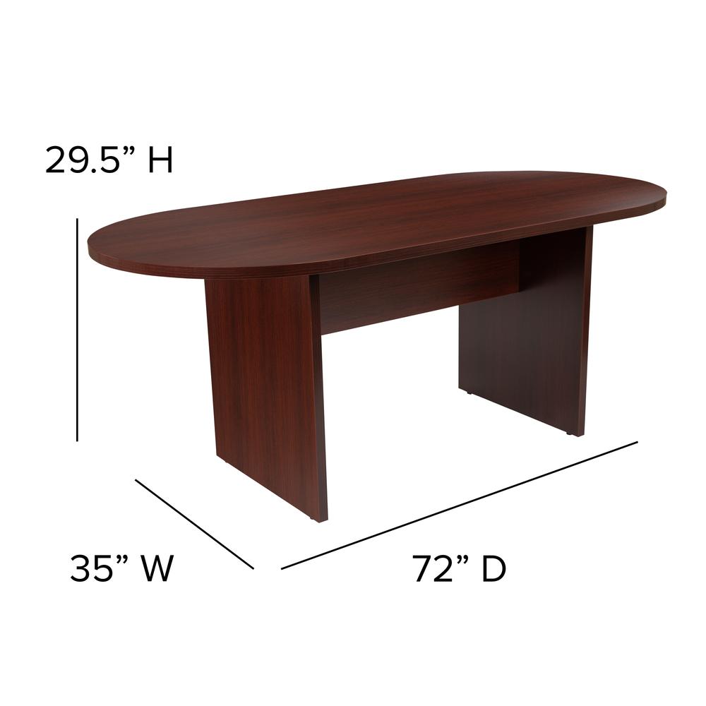 6 Foot (72 inch) Oval Conference Table in Mahogany. Picture 2