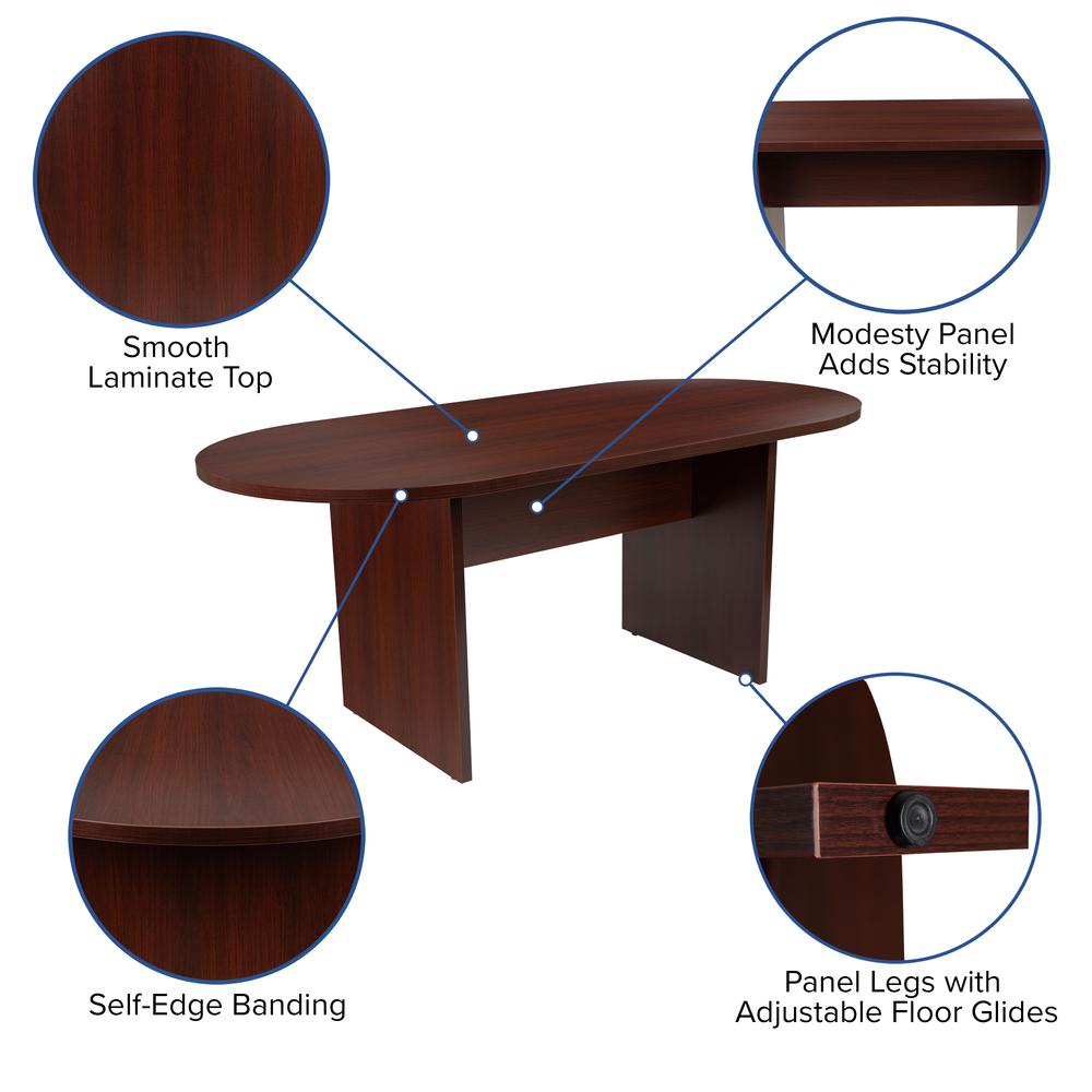 6 Foot (72 inch) Oval Conference Table in Mahogany. Picture 6