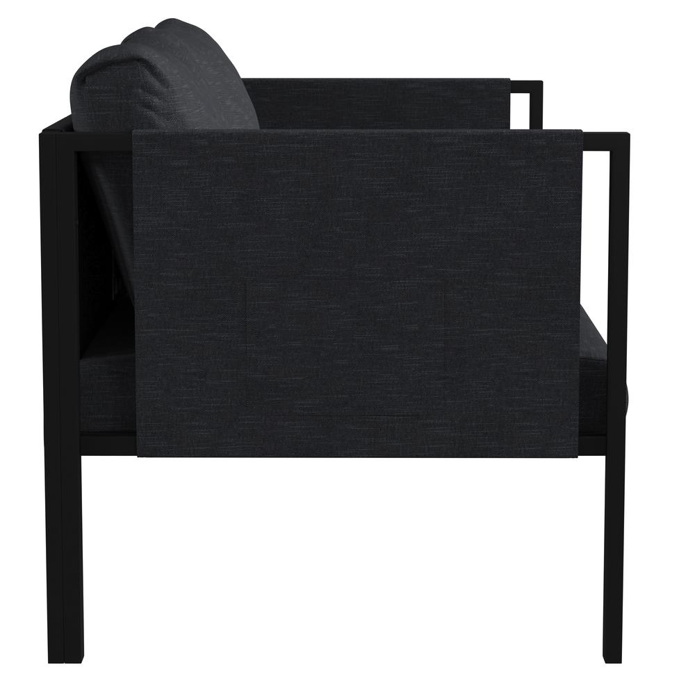 Loveseat with Cushions, Black with Charcoal Cushions. Picture 8