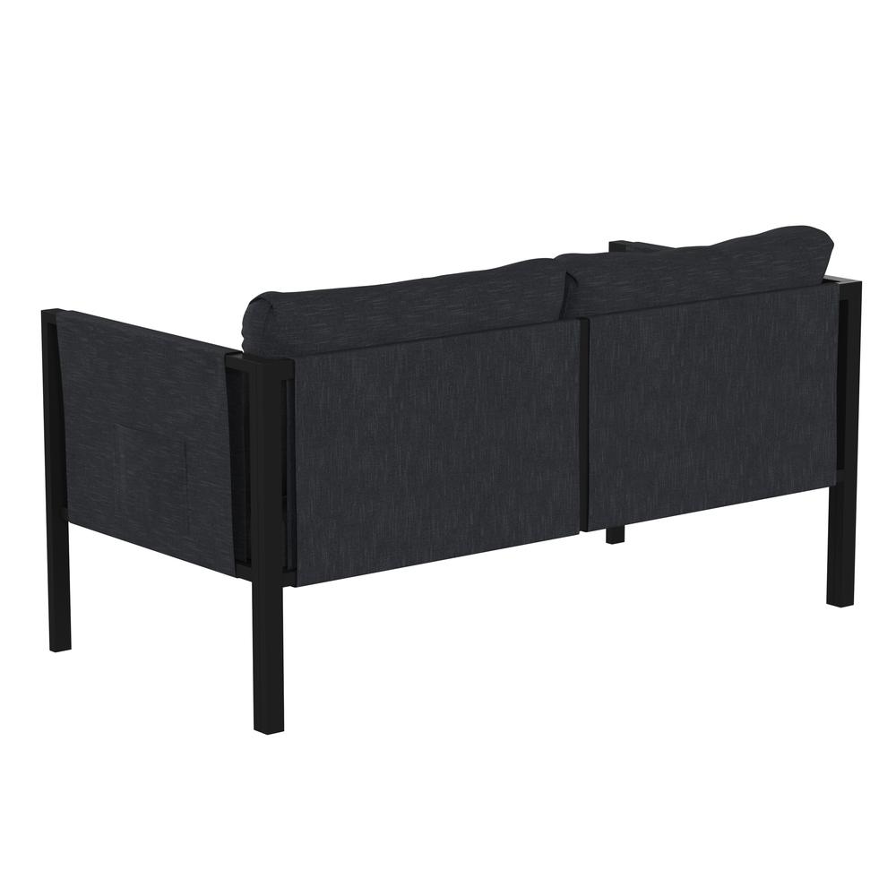 Loveseat with Cushions, Black with Charcoal Cushions. Picture 6