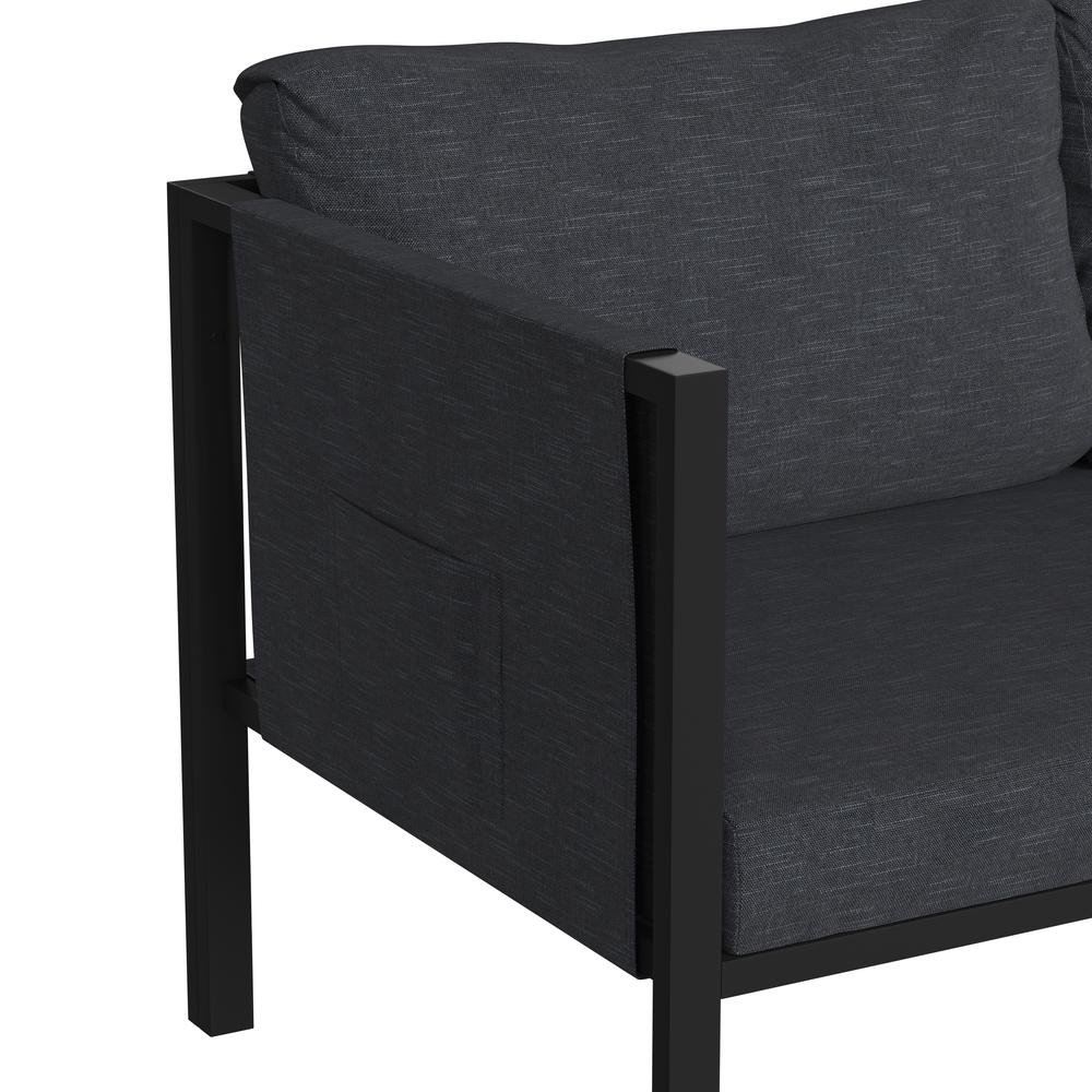 Loveseat with Cushions, Black with Charcoal Cushions. Picture 7