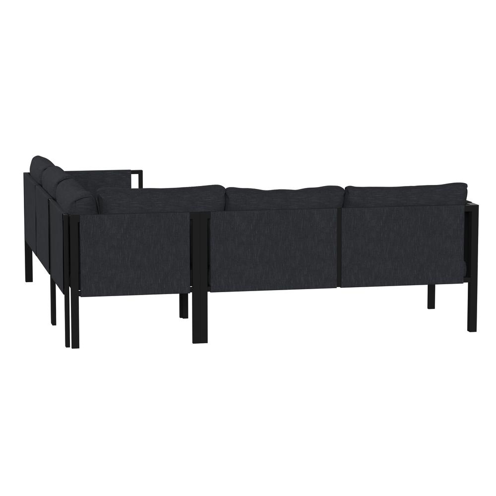 Sectional with Cushions, Black with Charcoal Cushions. Picture 6