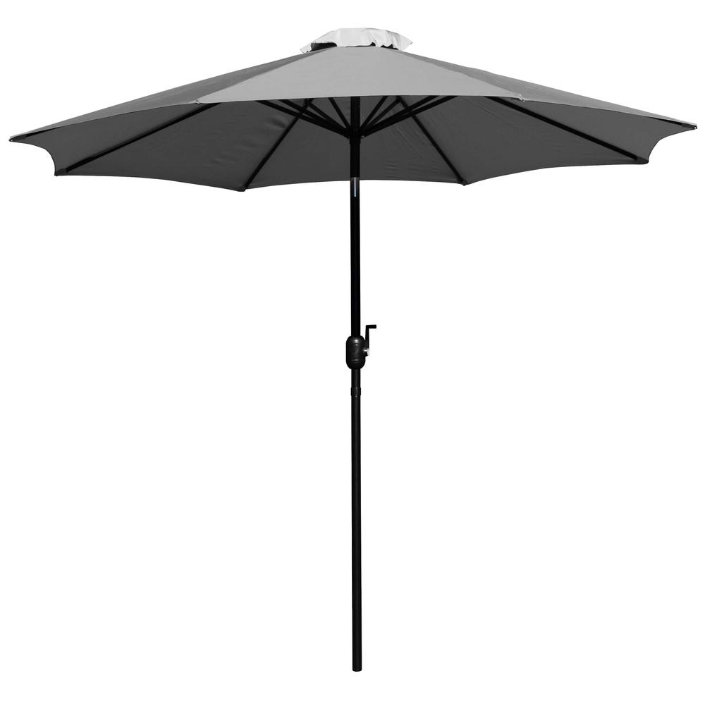 Gray 9 FT Round Umbrella with 1.5" Diameter Aluminum Pole. Picture 1