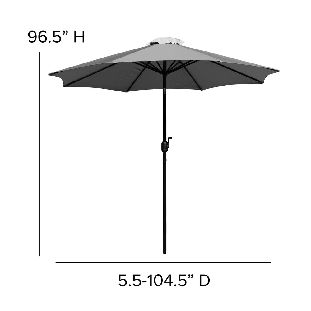 Gray 9 FT Round Umbrella with 1.5" Diameter Aluminum Pole. Picture 6