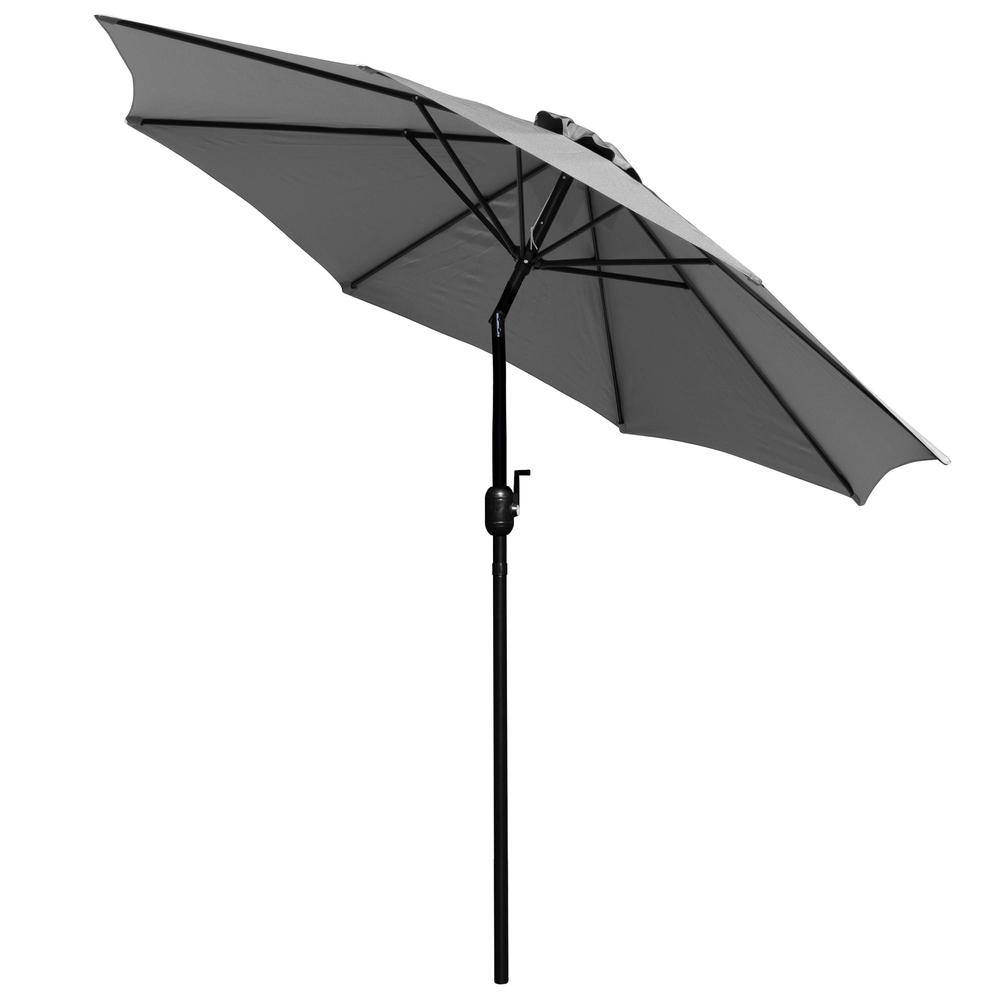 Gray 9 FT Round Umbrella with 1.5" Diameter Aluminum Pole. Picture 8