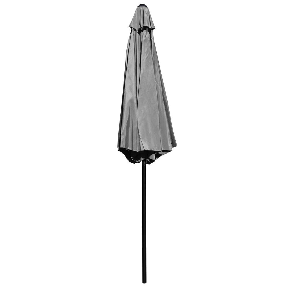 Gray 9 FT Round Umbrella with 1.5" Diameter Aluminum Pole. Picture 9