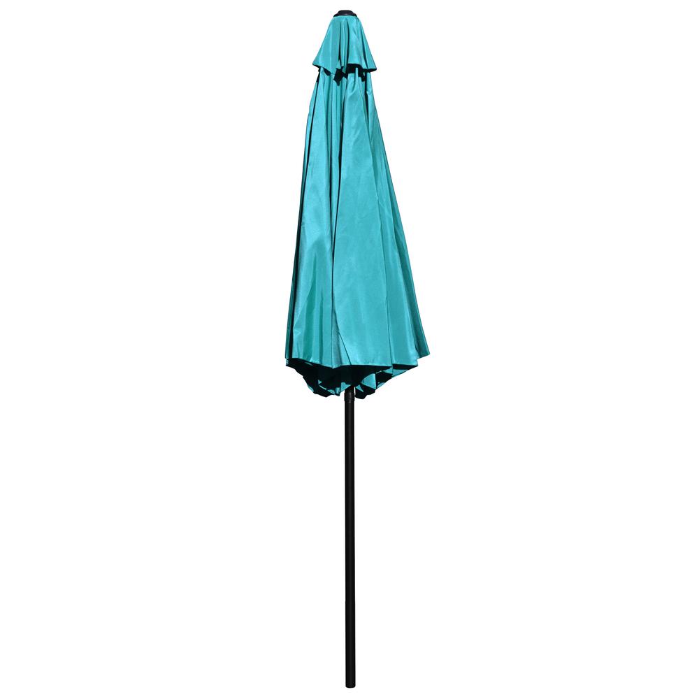 Teal 9 FT Round Umbrella with 1.5" Diameter Aluminum Pole with Crank and Tilt Function. Picture 9