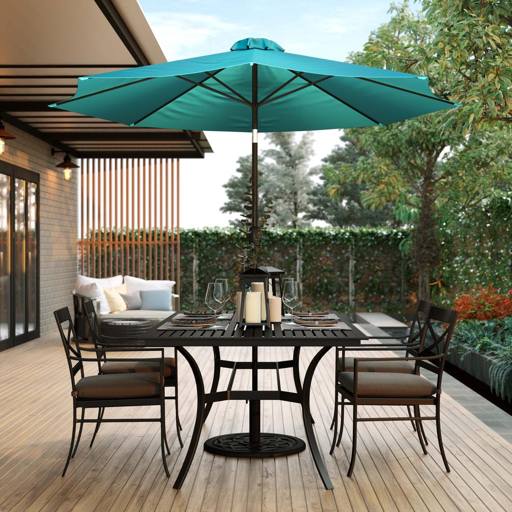 Teal 9 FT Round Umbrella with 1.5" Diameter Aluminum Pole with Crank and Tilt Function. Picture 7