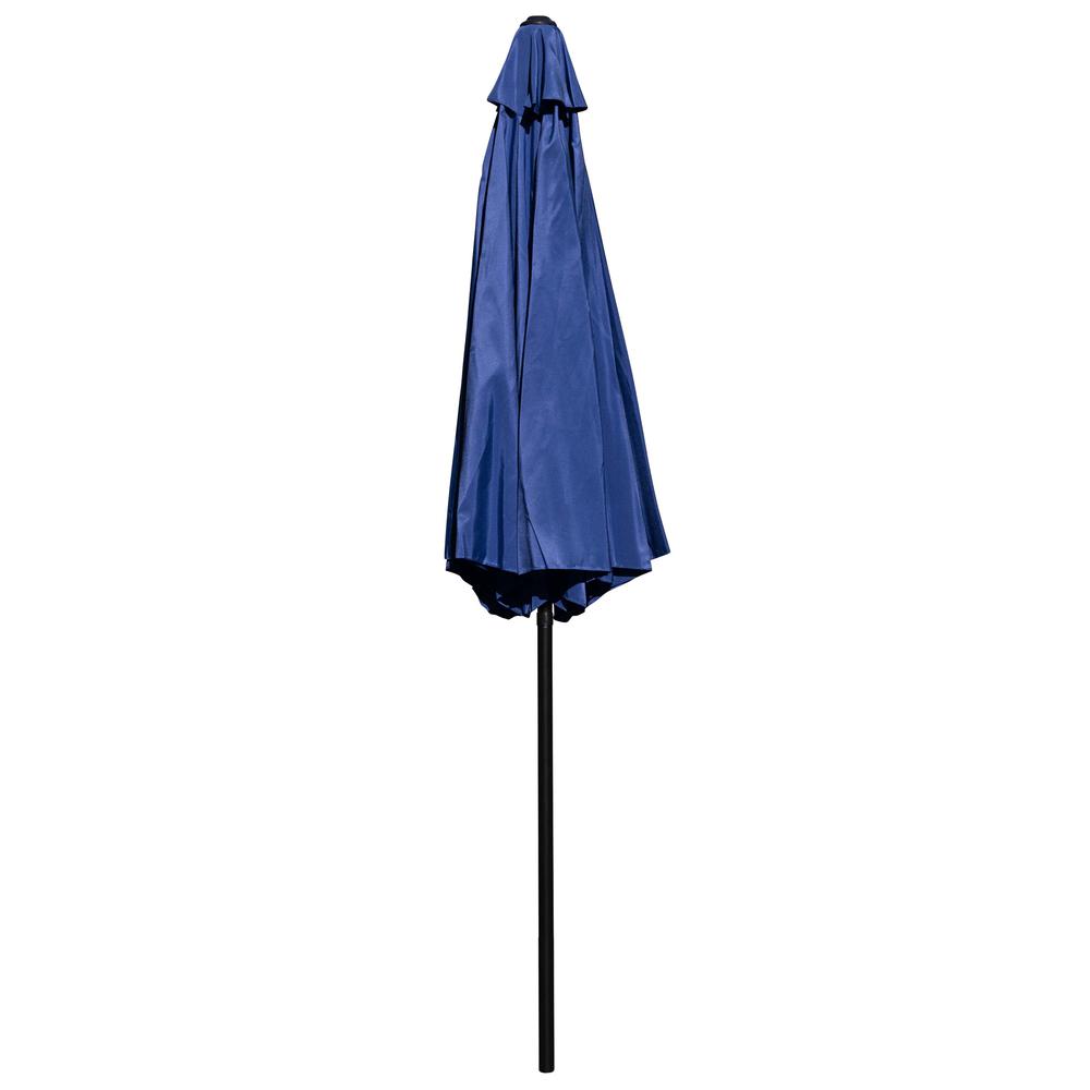 Navy 9 FT Round Umbrella with Crank and Tilt Function and Standing Umbrella Base. Picture 10