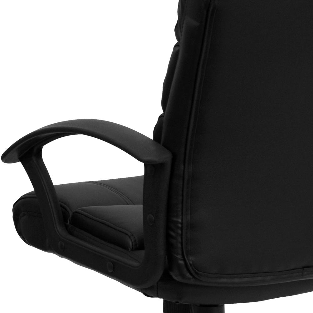 Mid-Back Black LeatherSoft Swivel Task Office Chair with Accent Divided Back and Arms. Picture 7