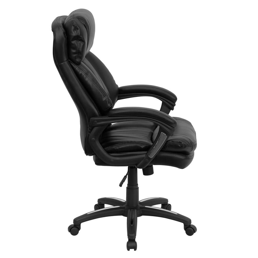 High Back Black LeatherSoft Executive Swivel Ergonomic Office Chair with Plush Headrest, Extensive Padding and Arms. Picture 2