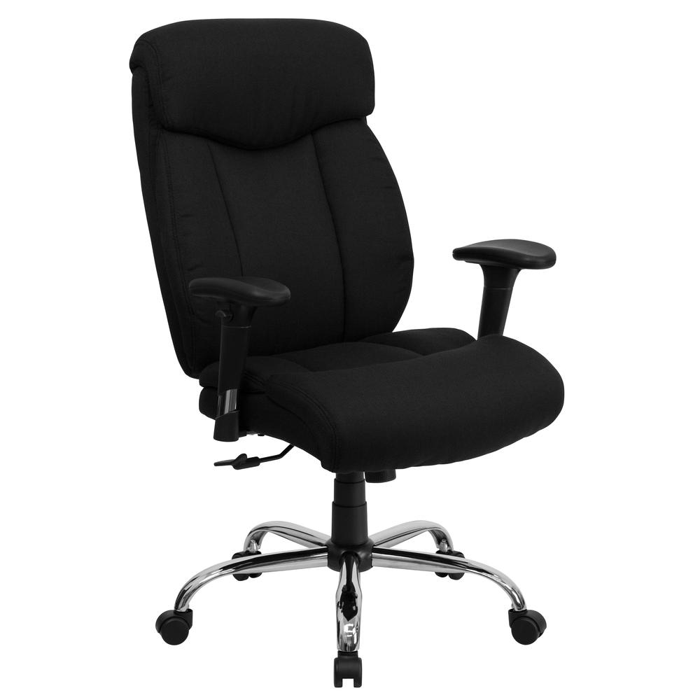 Big & Tall 400 lb. Rated High Back Black Fabric Executive Ergonomic Office Chair with Full Headrest and Adjustable Arms. Picture 1