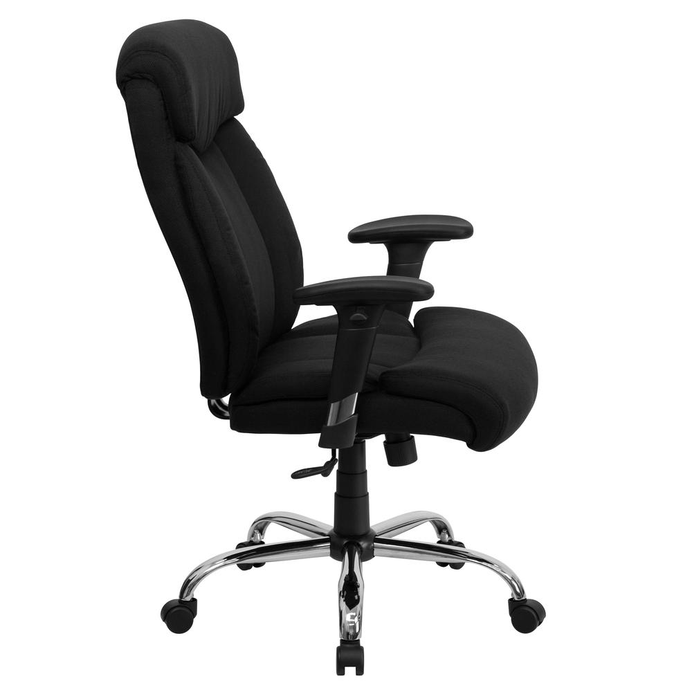 Big & Tall 400 lb. Rated High Back Black Fabric Executive Ergonomic Office Chair with Full Headrest and Adjustable Arms. Picture 2
