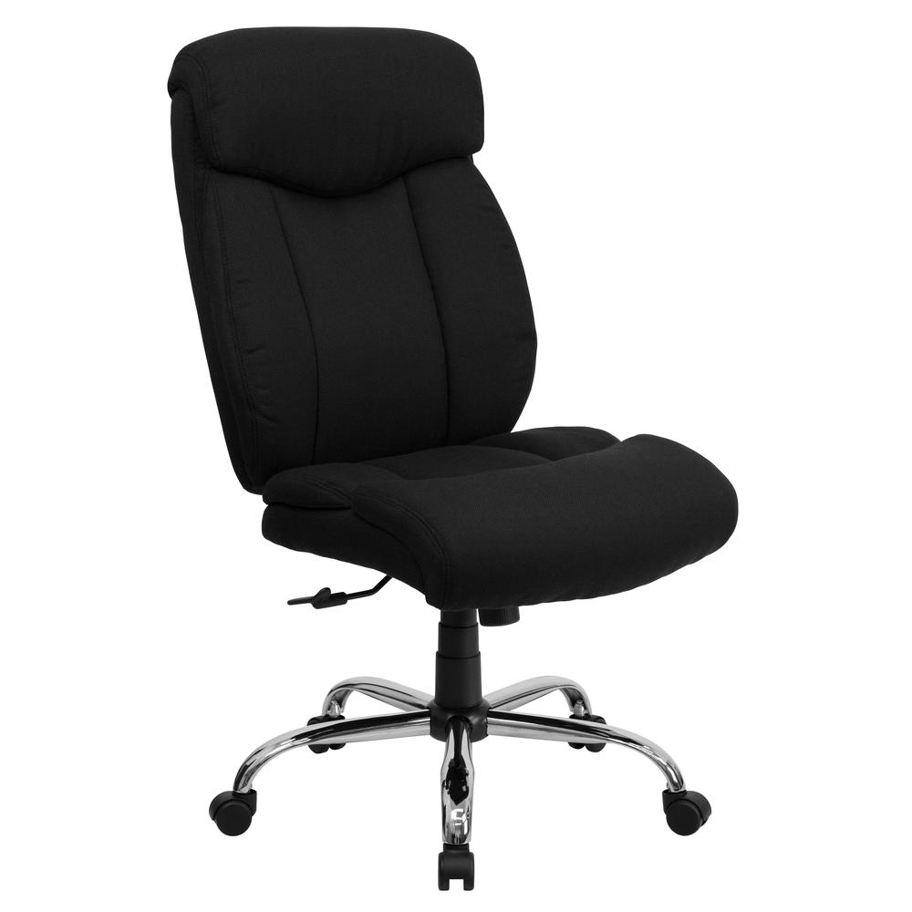 Big & Tall 400 lb. Rated High Back Black Fabric Executive Ergonomic Office Chair with Full Headrest and Chrome Base. The main picture.