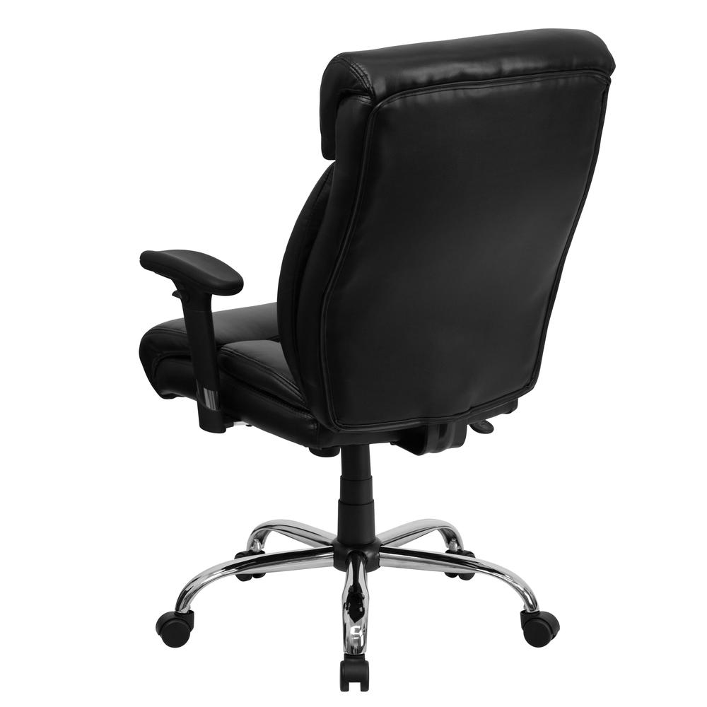 Big & Tall 400 lb. Rated High Back Black LeatherSoft Executive Ergonomic Office Chair with Full Headrest & Adjustable Arms. Picture 3