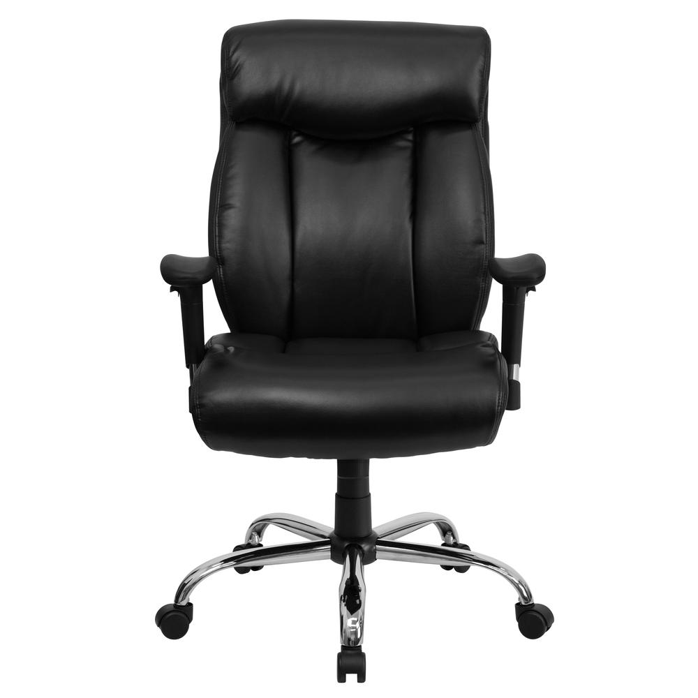 Big & Tall 400 lb. Rated High Back Black LeatherSoft Executive Ergonomic Office Chair with Full Headrest & Adjustable Arms. Picture 4