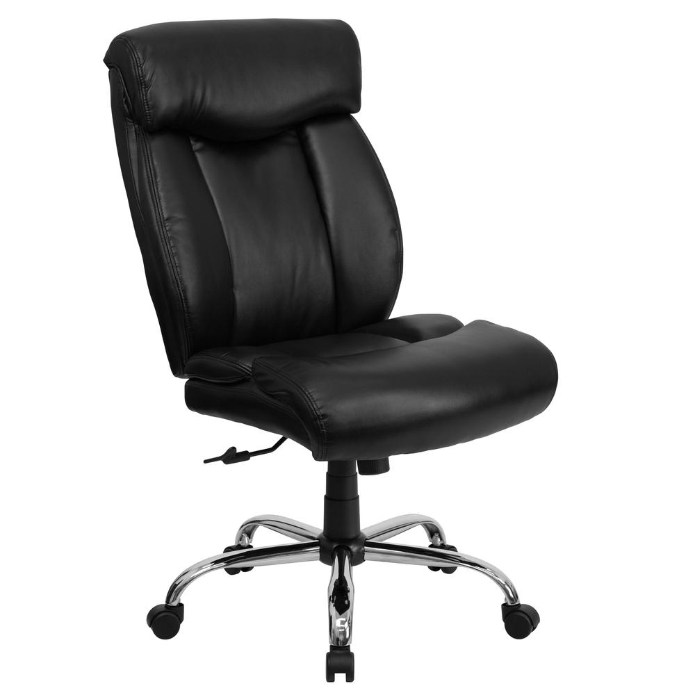 Big & Tall 400 lb. Rated High Back Black LeatherSoft Executive Ergonomic Office Chair with Full Headrest and Chrome Base. Picture 1