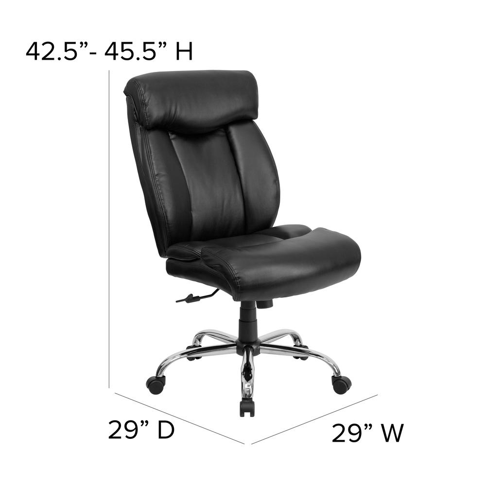 Big & Tall 400 lb. Rated High Back Black LeatherSoft Executive Ergonomic Office Chair with Full Headrest and Chrome Base. Picture 2